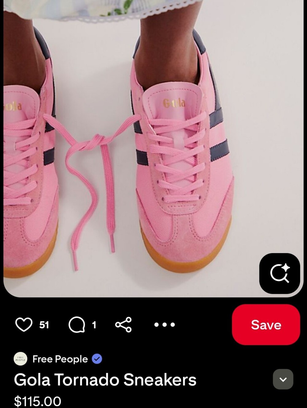 Gola Tornado Anthroplogie Pink Sneakers with Black Stripes and Blue Heel Tab
